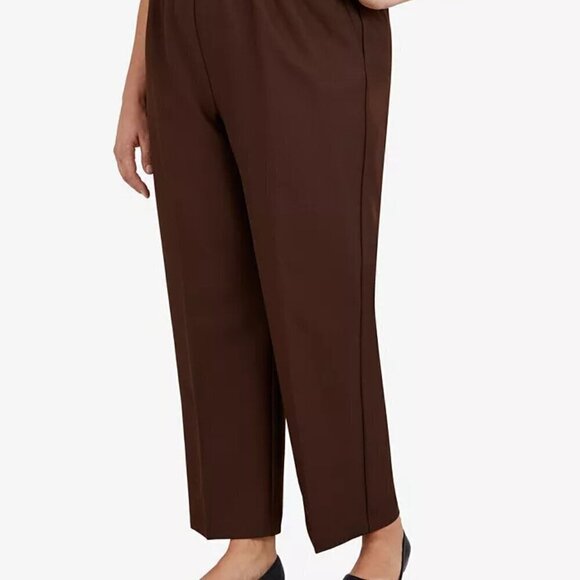 Alfred Dunner Women Plus Size Classic Pull-On Straight-Leg Pant Brown 18W SMALL - Picture 4 of 5